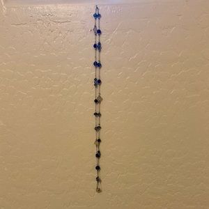 Blue and white long bead necklace
